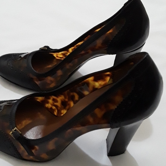 Burberry Leopard Leather/PVC Brouge Pumps - Picture 6 of 15